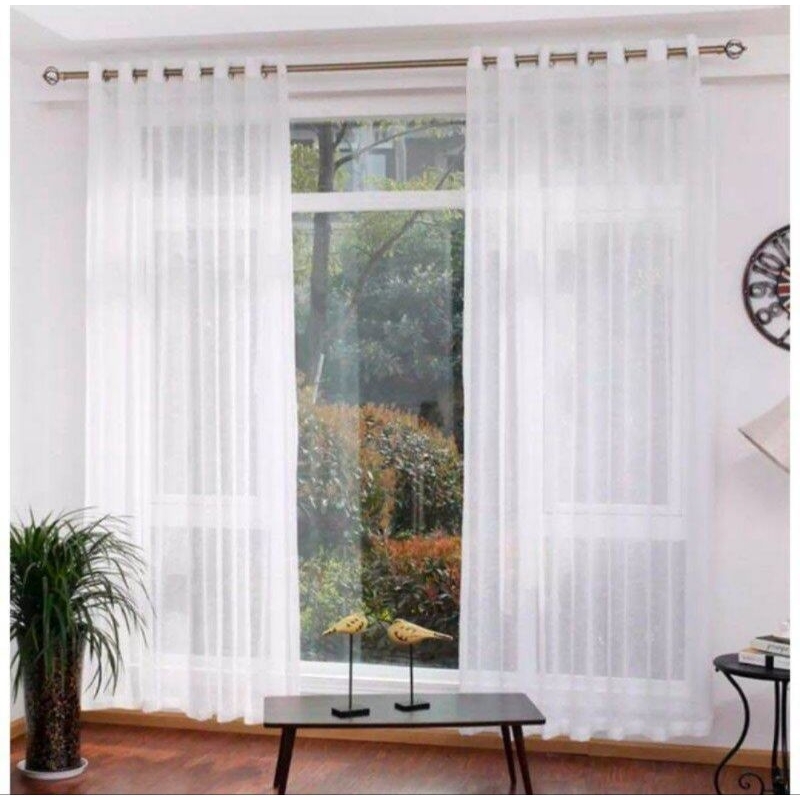 Gorden Vitrase Polos Putih Model Smokring Transparan Jendela Pintu Kaca murah tirai minimalis 2meter