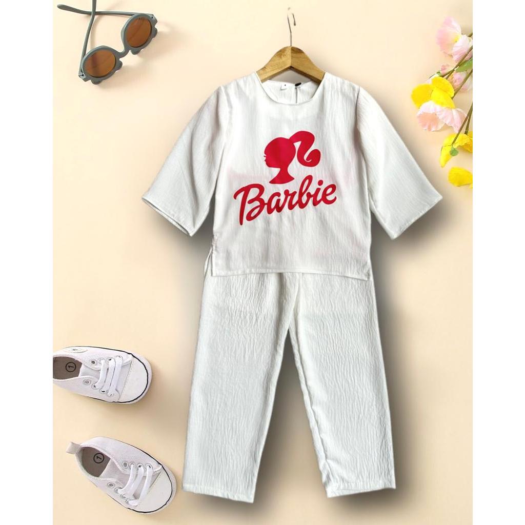 Tunik Anak Perempuan Motif Barbie 3-12 Tahun - Setelan Tunik Viral Anak Cewek - Baju Setelan Anak Pe