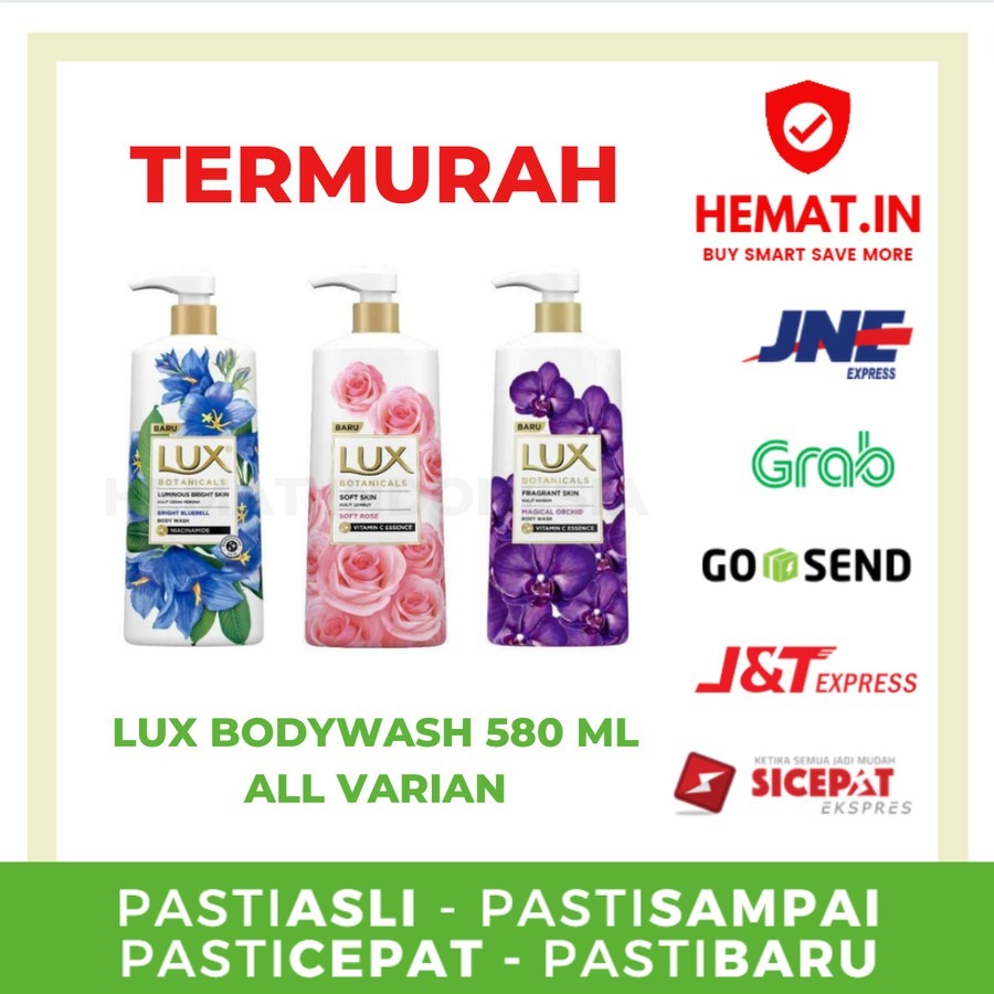 LUX BOTANICAL BODY WASH SABUN MANDI CAIR 580ML PUMP BOTOL 580ML