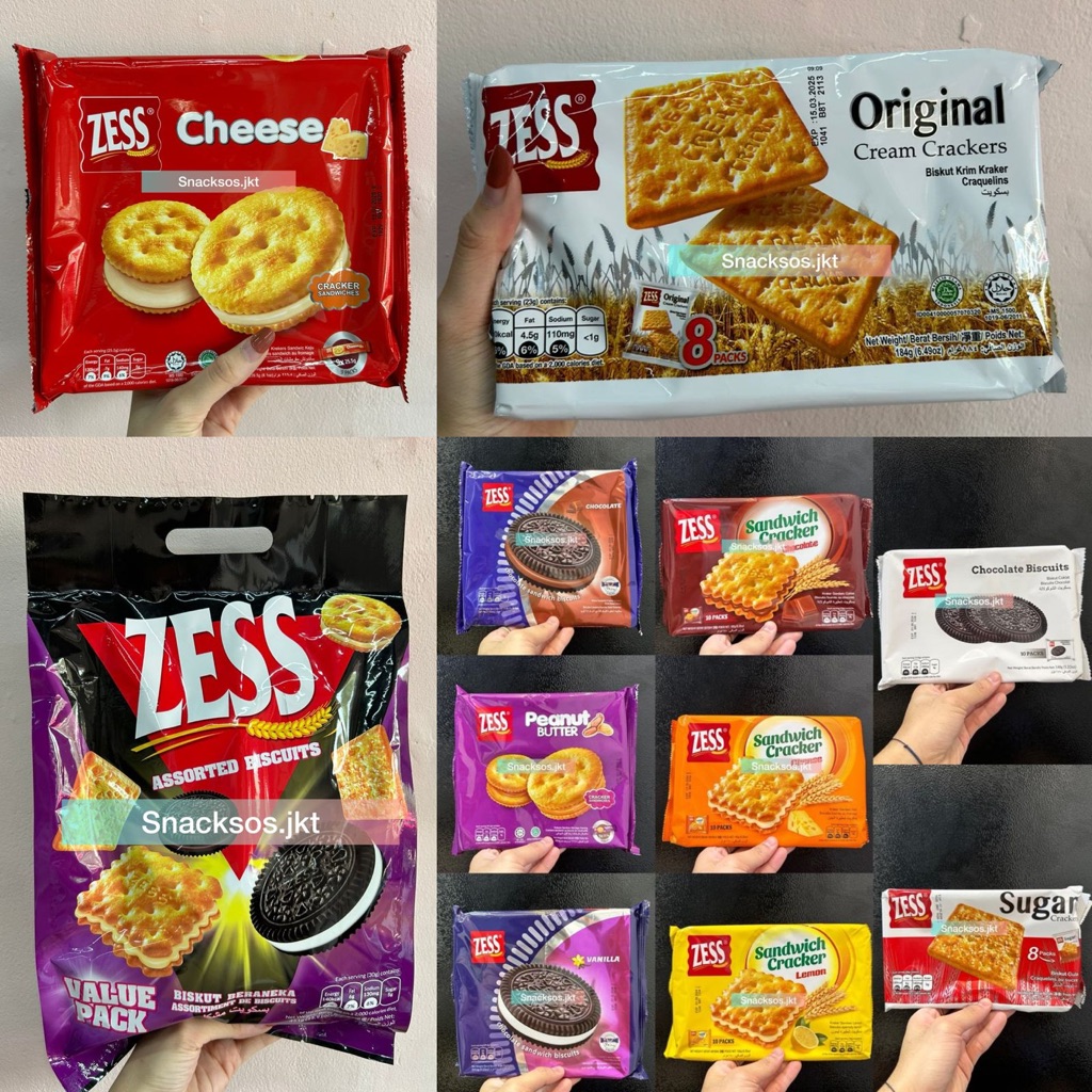 

ZESS SUGAR ORIGINAL CREAM CRACKERS / CHEESE / ZESS SAVOURY CHEESE / ASSORTED / CHOCOLATE BISCUIT / CHOCOLATE SANDWICH BISCUIT / SANDWICH BISCUIT VANILLA / SANDWICH PEANUT BUTTER / CRACKERS SAND CHEESE / SAND CHOCOLATE / SAND LEMON