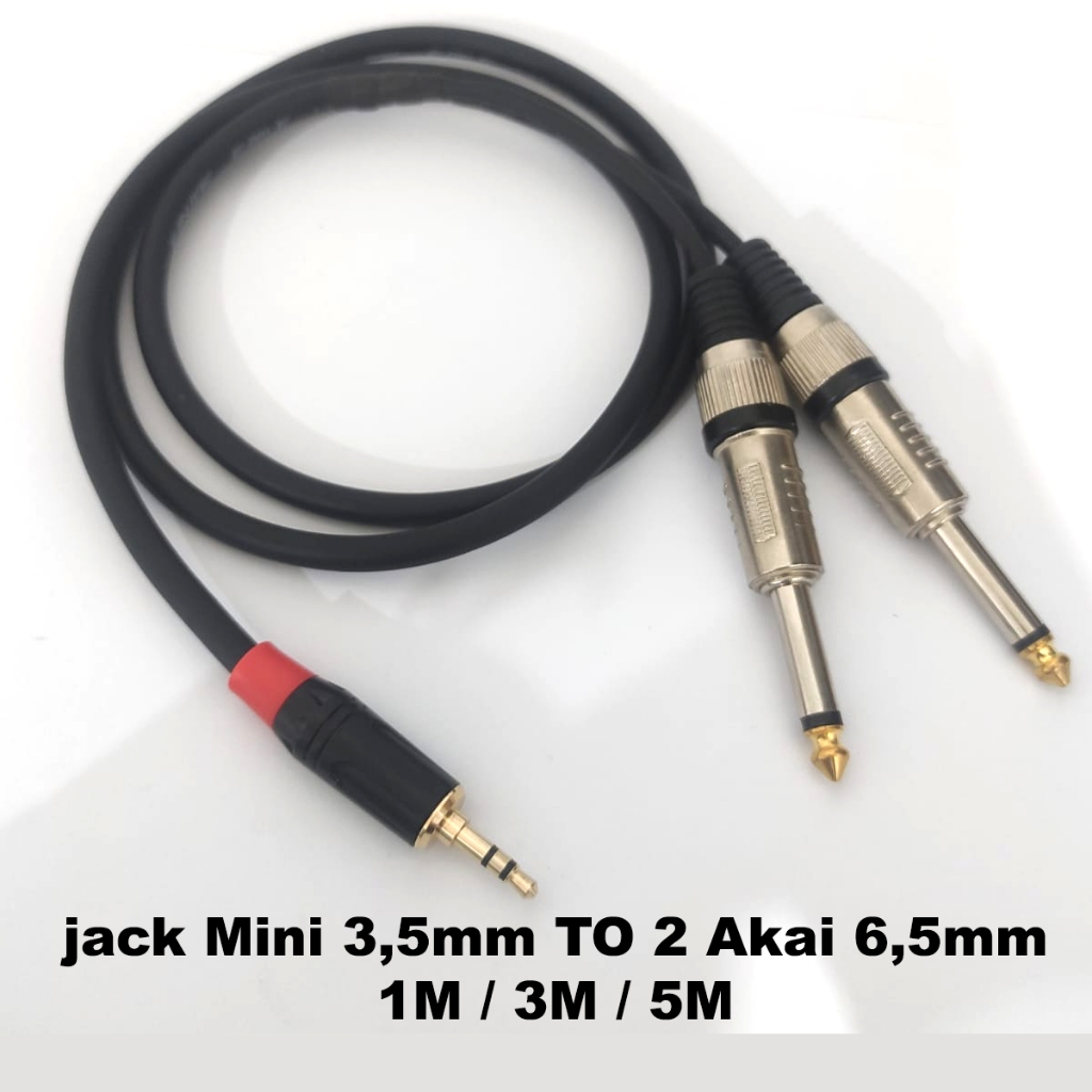 Audio Splitter Connector - 3.5mm Aux Jack Male to 2 Akai Mono 6.5mm - 1.5 Meter