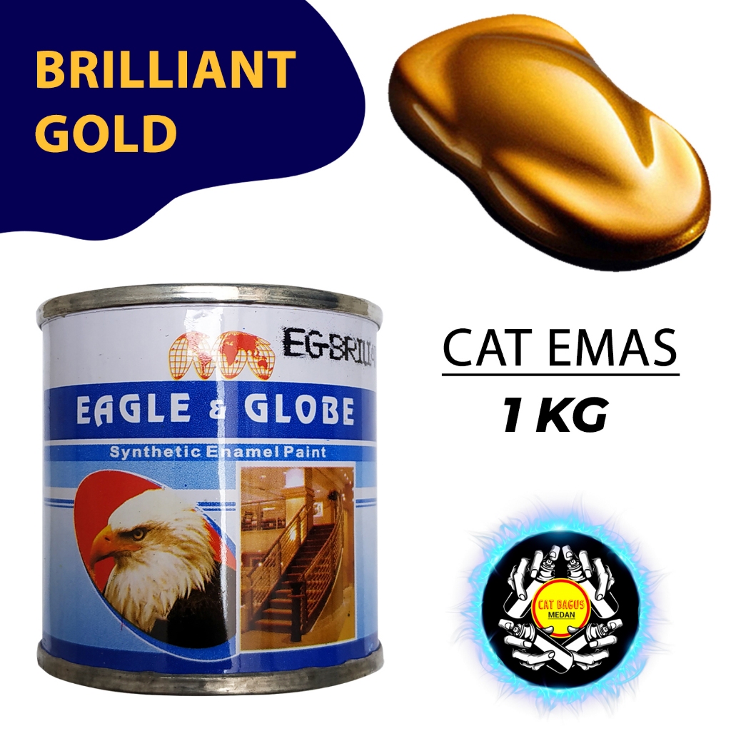 CAT MINYAK BESI KAYU EMAS 1 KG BRILLIANT GOLD WARNA MAS METALLIC METALIK BRILIANT BRILIAN METALIC 1K