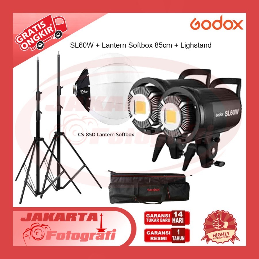 Paket Godox SL60W + Lantern Softbox 85cm + Lighstand - SL 60W CS-85T