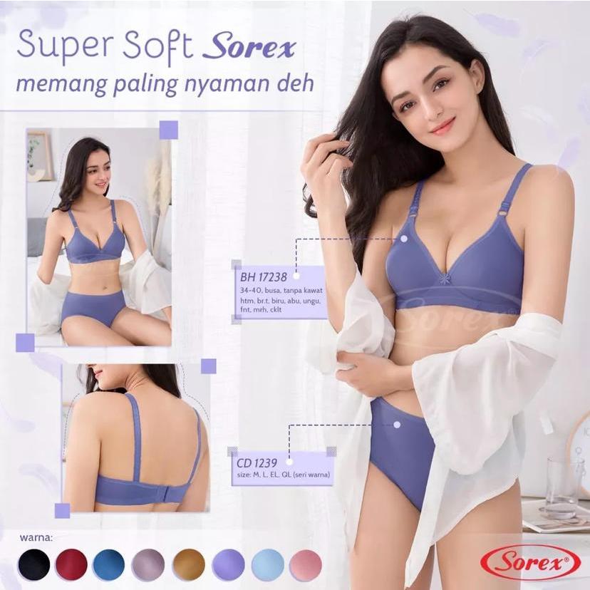 SOREX Bra Set Busa Tanpa Kawat Cup A (CD+BH) BH Set Sorex Supersoft Murah Nyaman - 2