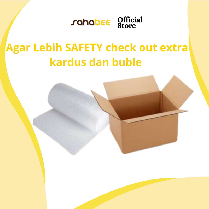 

kardus dan buble wrap tambahan packing