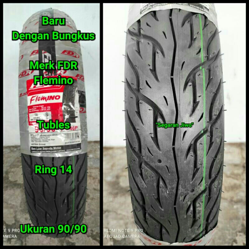 Ban Tubles motor matic ring 14 ukuran 90/90 merk FDR flemino Ban belakang Honda beat Vario 110 125