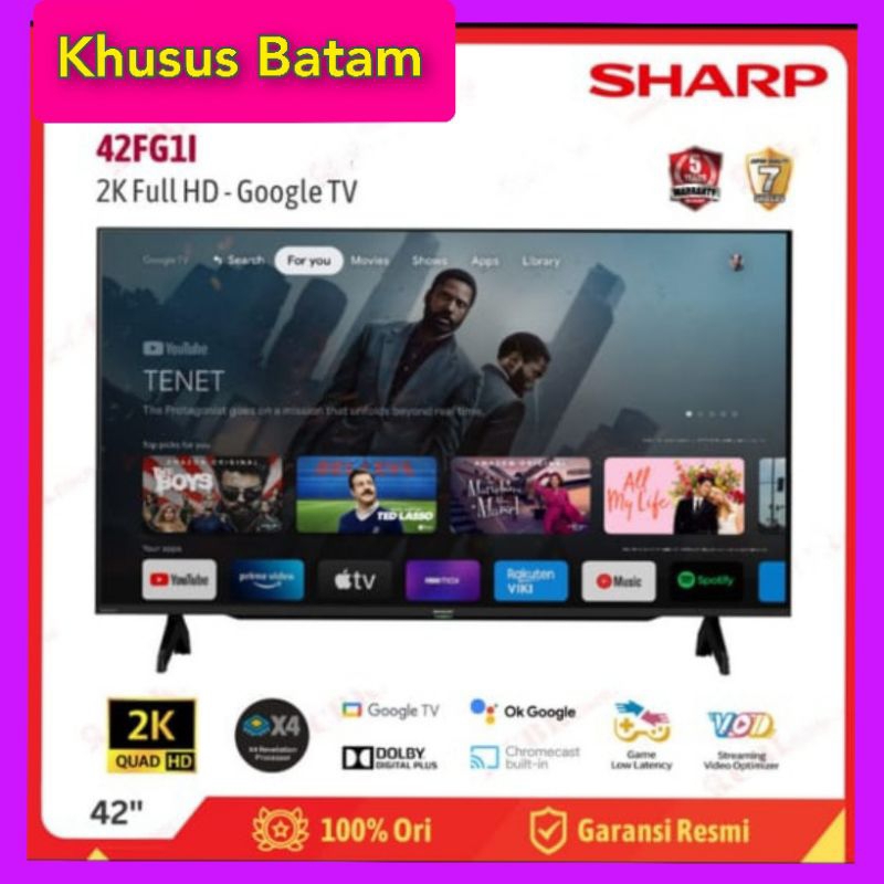 TV SHARP 42"INCH LED 42FG1I 2K-FHD-GOOGLE TV GARANSI RESMI(KHUSUS BATAM)