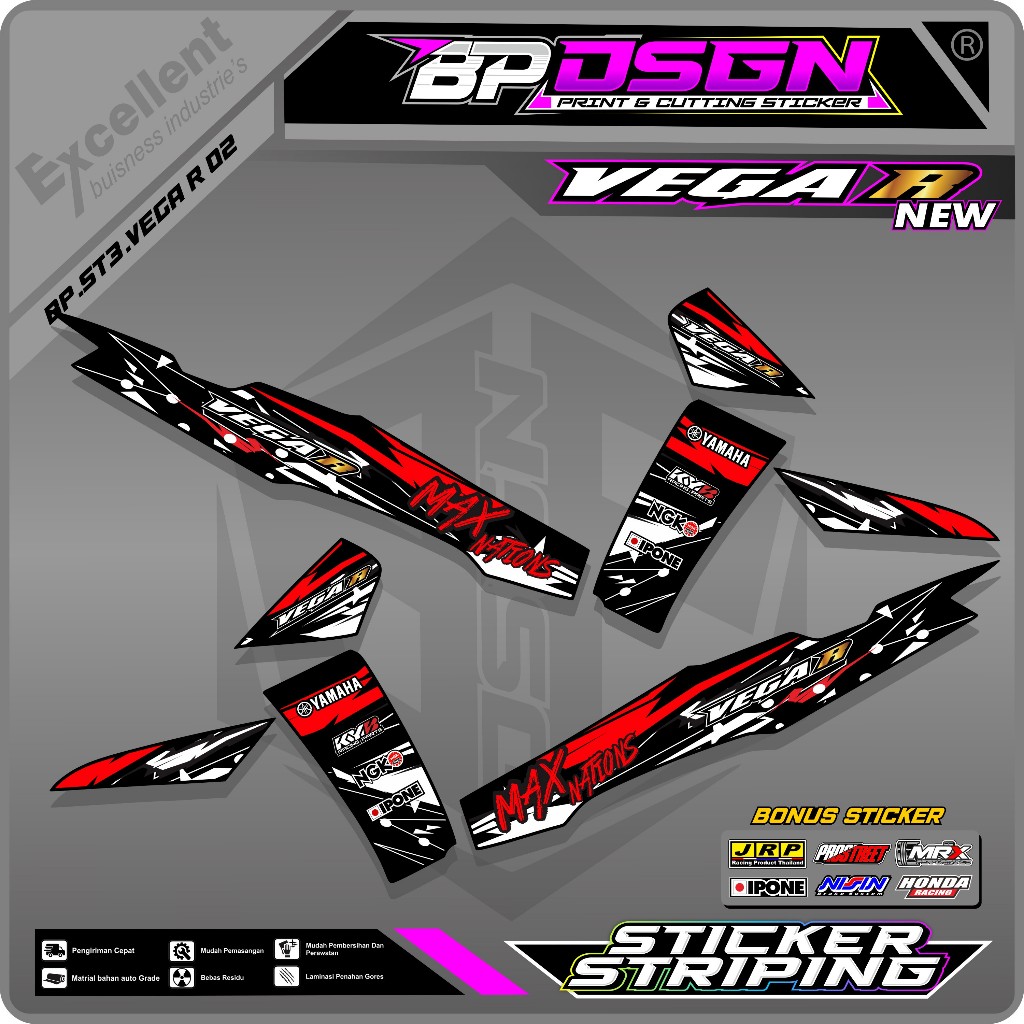 STRIPING VEGA R NEW - STICKER STRIPING MOTOR YAMAHA VEGA R NEW DESAIN RACING TERBARU