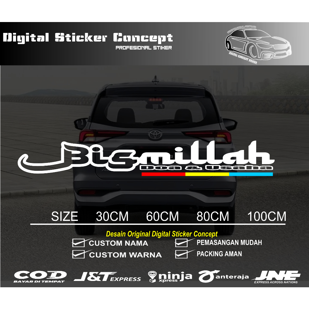 Stiker kaca truk bismillah stiker variasi kaca truk pickup mobil kaca depan sticker bismillah
