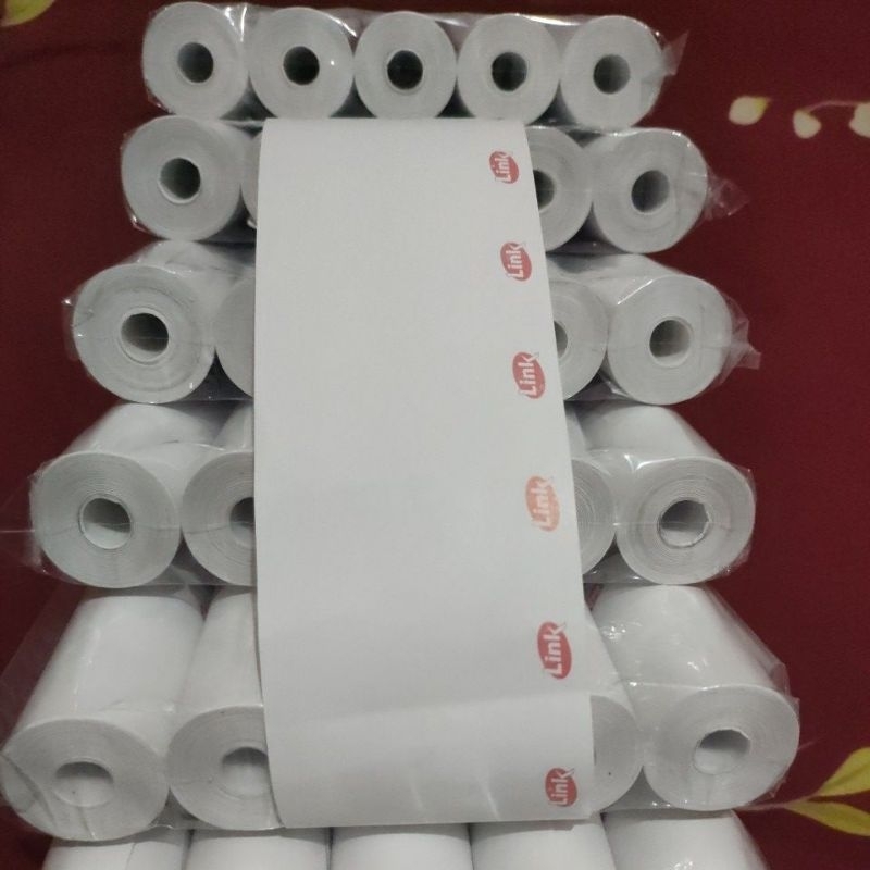 

paket 1 box isi 100 pcs kertas kasir Thermal Roll logo Link 58x30 Coreless