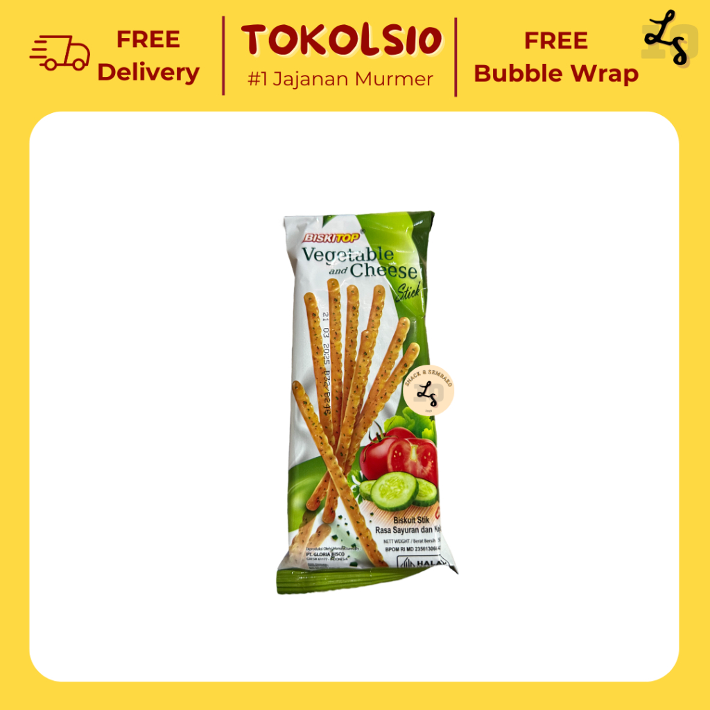 

Biskitop Biskuit Stik Vegetable and Cheese Stick/Curry Stick/Sesame Stick - 50gr