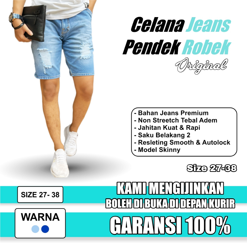 celana jeans pendek sobek pria dewasa, jeans pendek pria, jeans pendek cowok, levis pendek pria, jea