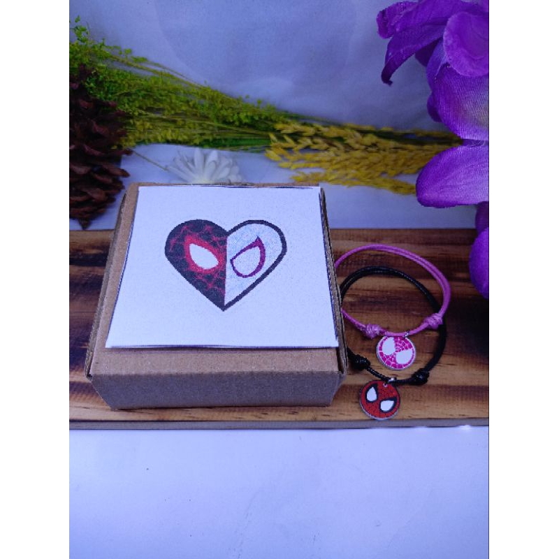 #gelang couple Spiderman akrilik (free box )