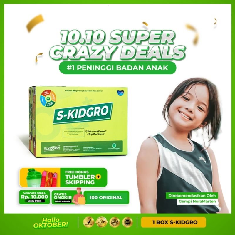 

S-KIDGRO Susu Peninggi Badan / Penambah Tinggi Badan Anak Ampuh Tercepat Free Tumbler