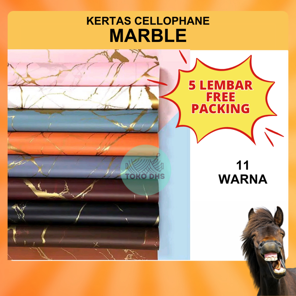 

(5 LEMBAR) Flower Wrapping MARBLE Cellophane / Kertas Buket Bunga