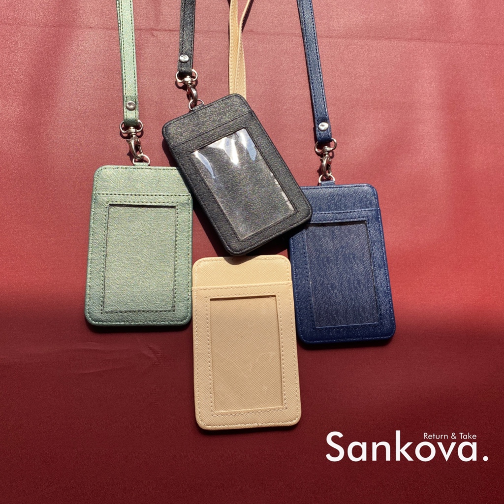 

SANKOVA Tempat Gantungan ID Card Holder Name Tag Kulit faux leather