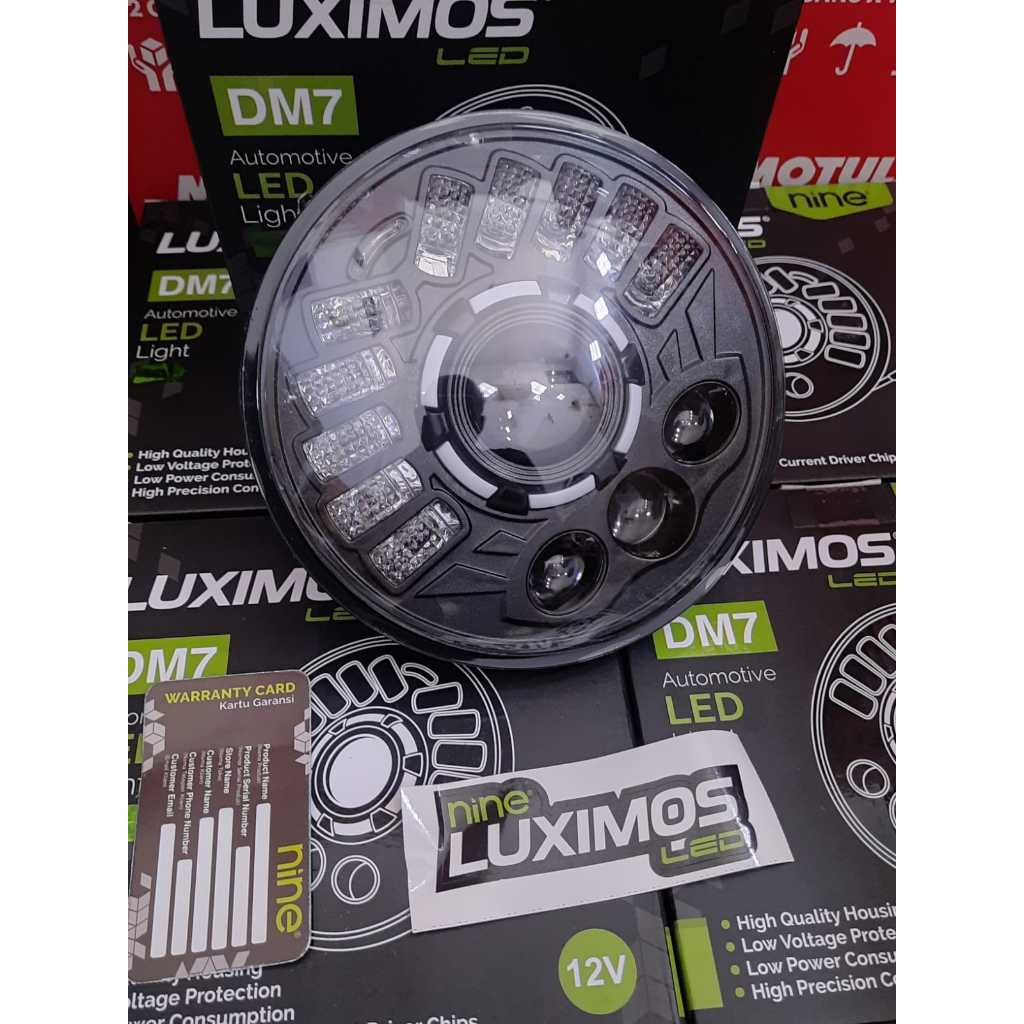 LAMPU DEMEKER 15 TITIK 7 INCH MODEL PROJI LED LUXIMOS DOT SAE PNP CB GL TIGER