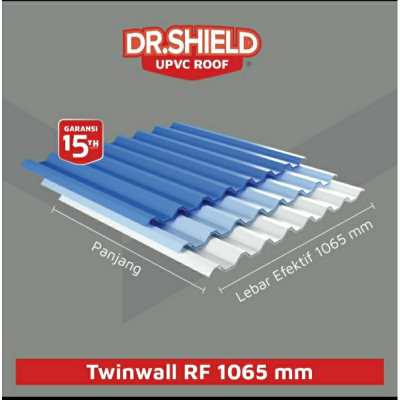 Atap UPVC Dr Shield double layer RF 1065/Dr Shield Twinwall RF 1065/meter