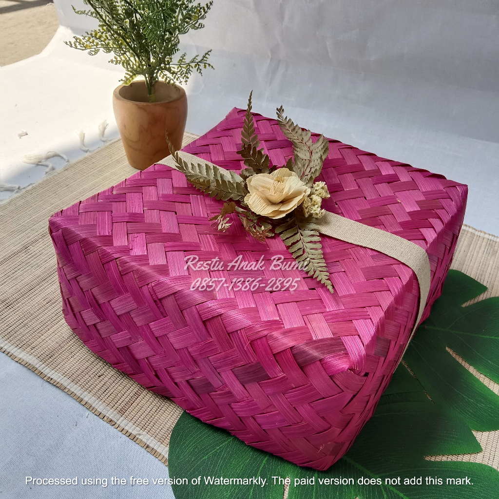 Besek Warna Pink Pita 15cm-25cm (Part 1) WADAH MULTIFUNGSI BOX HANTARAN| RICE BOX ANTI BASI-KARDUS M