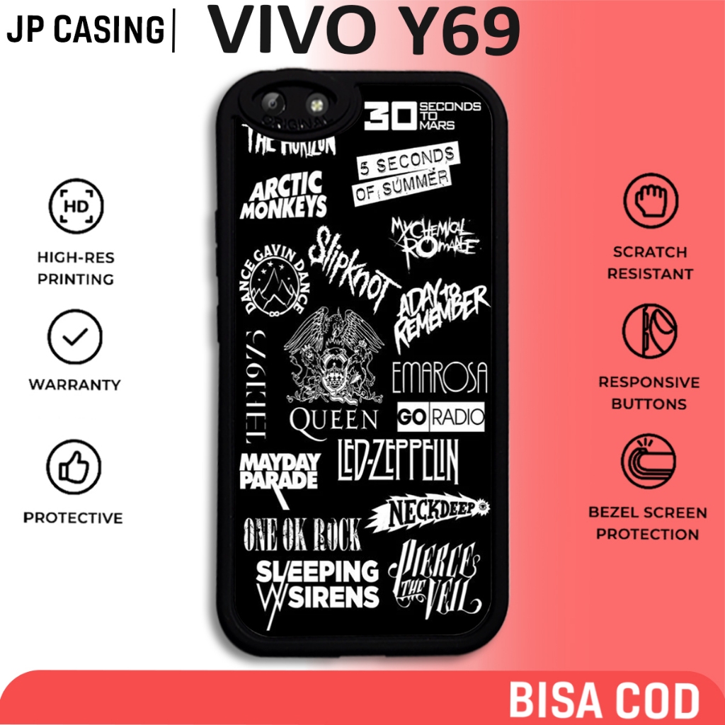 case hp vivo y69 terbaru motif aesthetic band 03 musik kolase art lucu keren cute cewek cowok bahan 