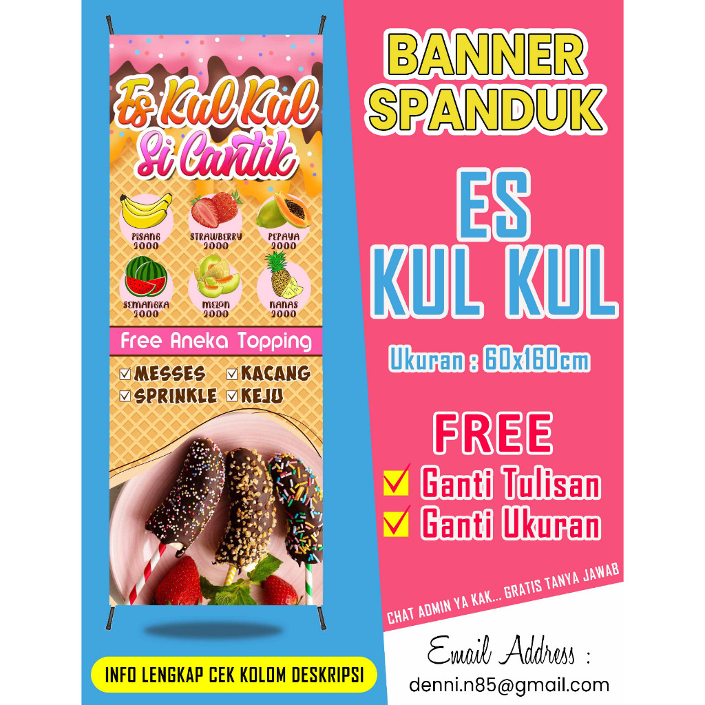 Banner dan Spanduk Es Kul Kul, Es Teler, Es Buah, Es Campur dan Macam Macam ES Lainnya