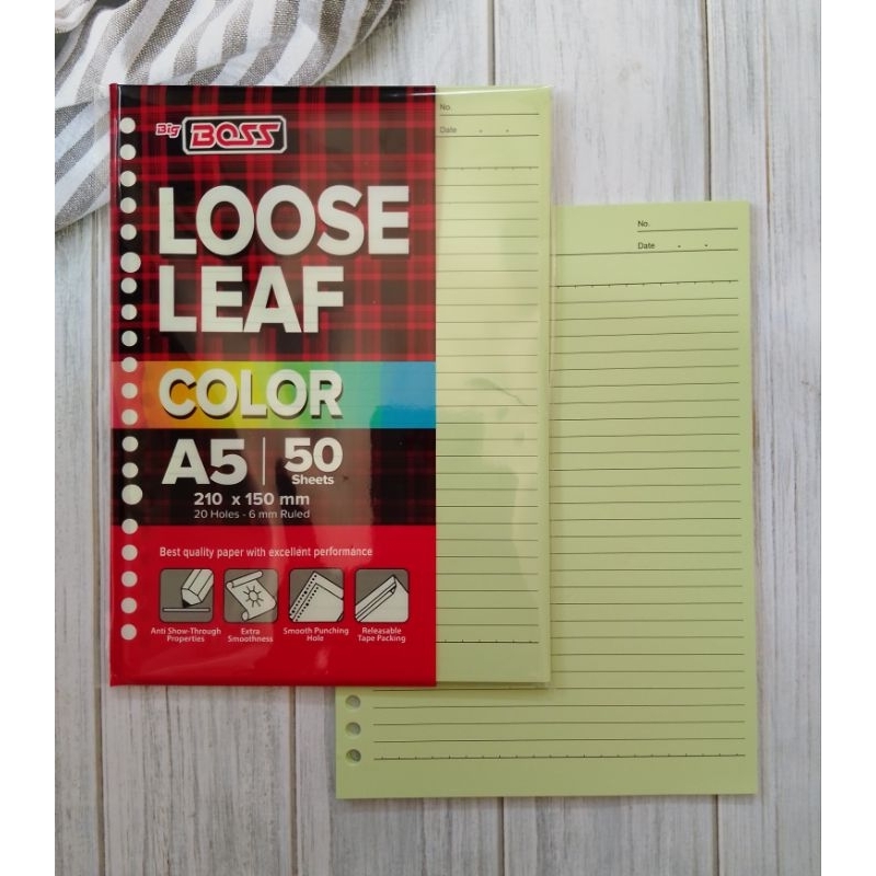 

LOOSE LEAF/ISI BINDER A5-50 BBO WARNA HIJAU