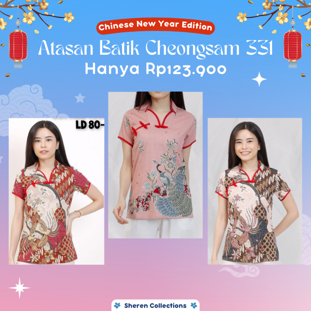 Atasan Batik Wanita Cheongsam Katun Stretch Import 331