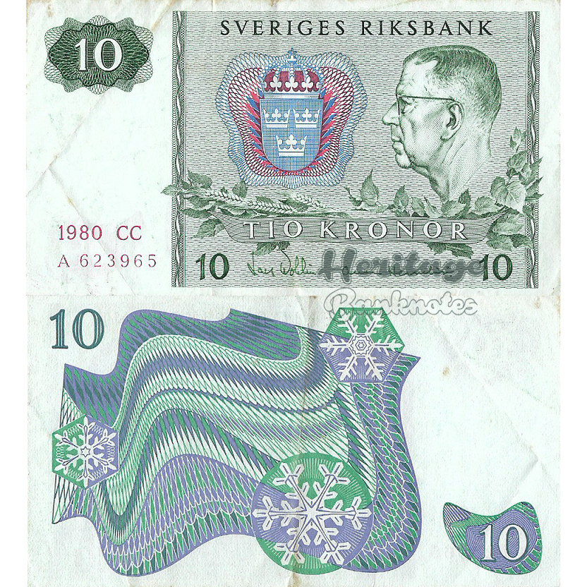 Mata Uang Swedia 10 Kronor 1980