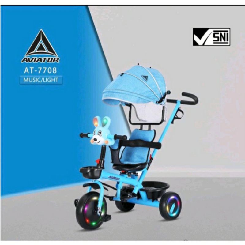 Sepeda Anak Roda 3 Tiga  tricycle  exotic Aviator  AT 7708  PC 5166 lampu musik jok bisa di putar