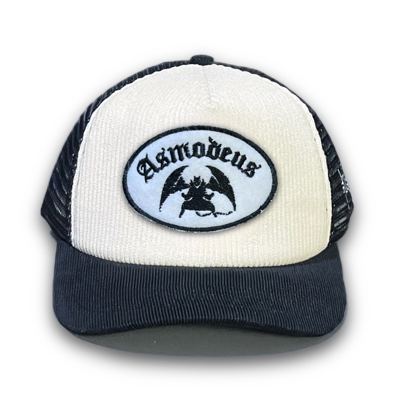 Topi Pria Trucker Hat Corduroy Asmo Cream Black Thisplan