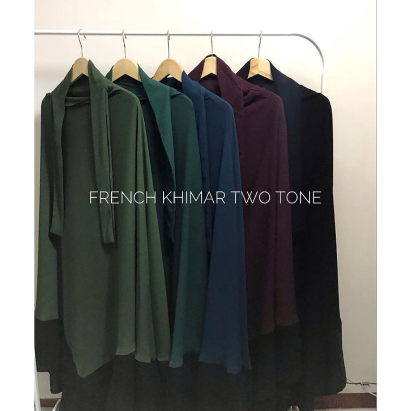 Preloved French Khimar Two Tone Aljenna Full Black/Red Velvet