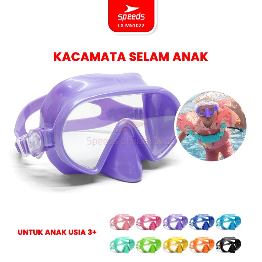 SPEEDS Peralatan Menyelam Anak Remaja Diving Mask Kacamata Selam Snorkel Mask Scuba Mask M51022