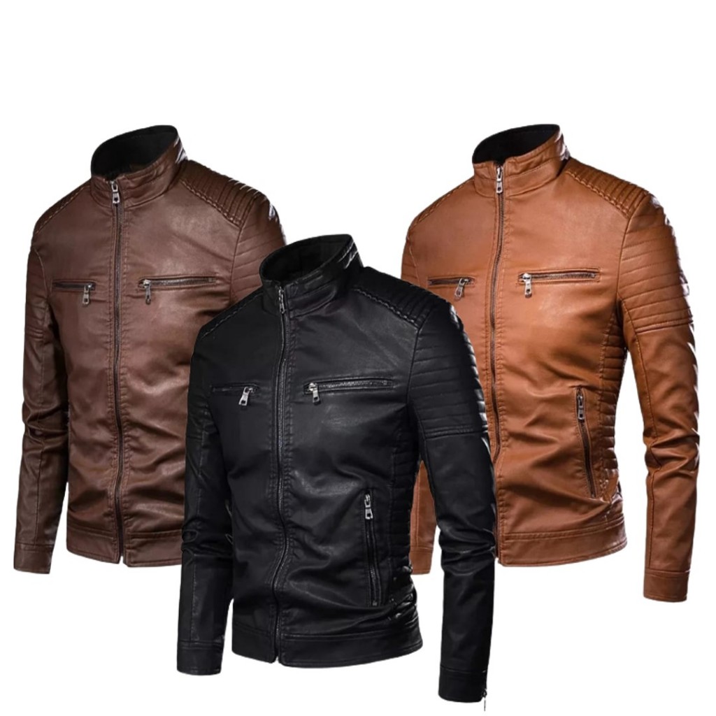 Jaket Kulit Sintetis Grandy Jaket Semi Kulit Pria Bahan Premium Model Kasual terbaru Jaket Sintetis 