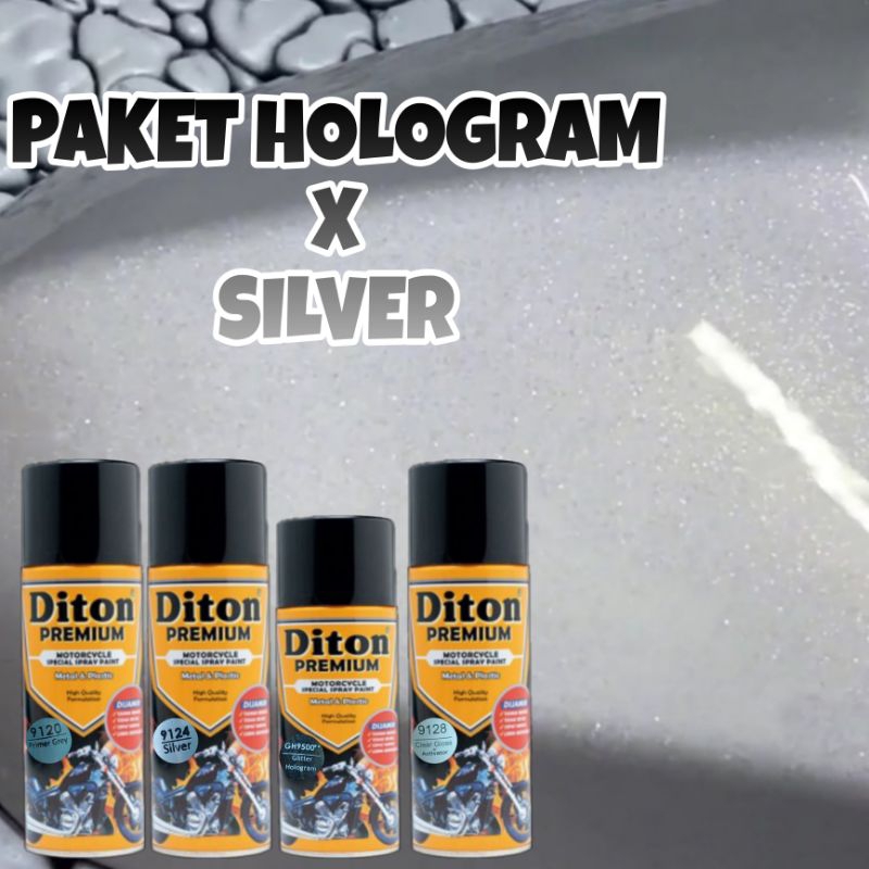 PAKET 4 KALENG hologram silver pilox pilox cat pilox diton premium 9120 primer grey 400cc 9124 silve