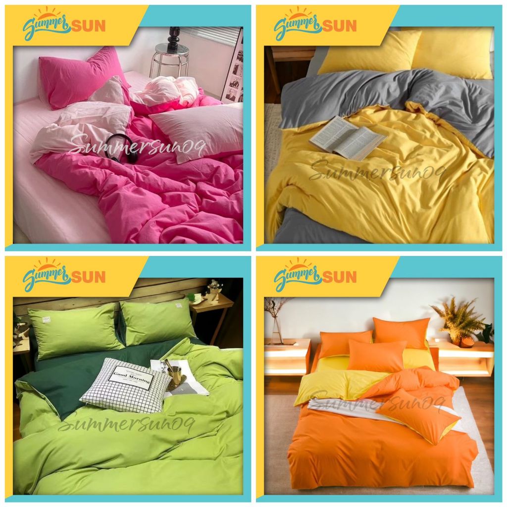 Bed Cover Set Sprei Polos Two Tone Aesthetic - Neon Colour - Dua Warna - Dual Colour - Light - Teran