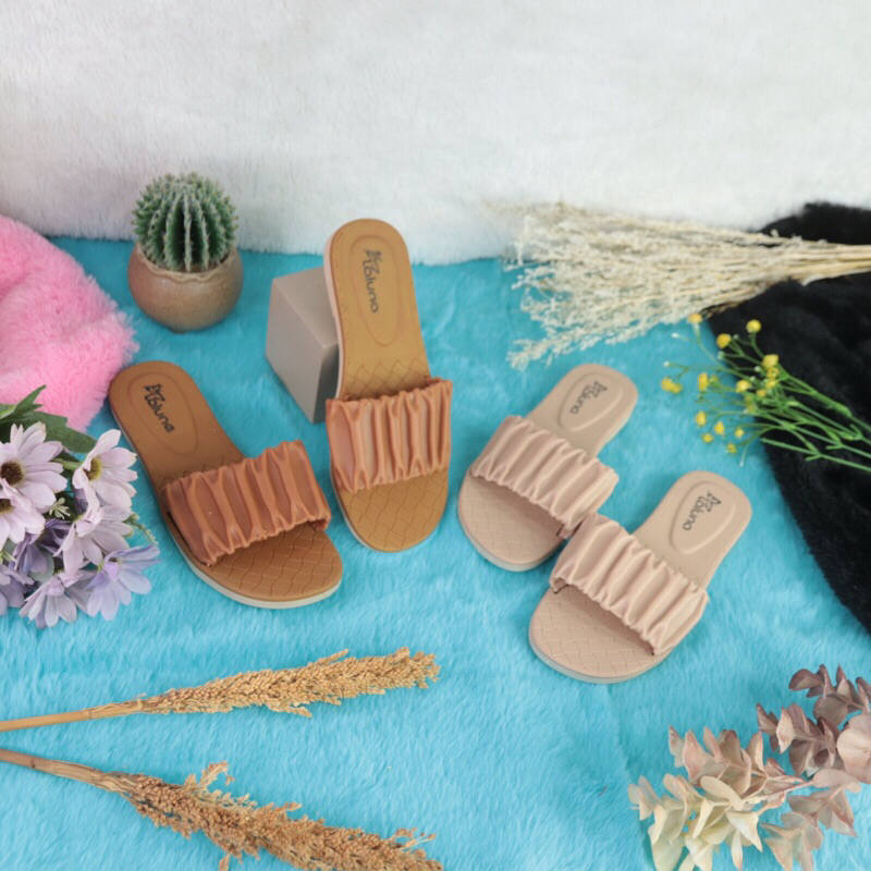 ( Laluna 2132) SANDAL SINTETIS KERUT/SANDAL WANITA FLIP FLOP