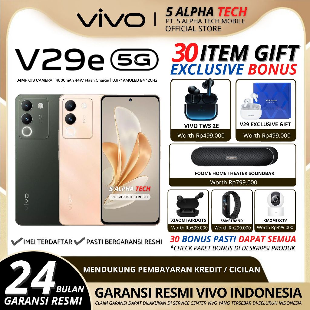 VIVO V29e 5G NFC 8/256GB ( +8GB Extended RAM ) Garansi Resmi Vivo