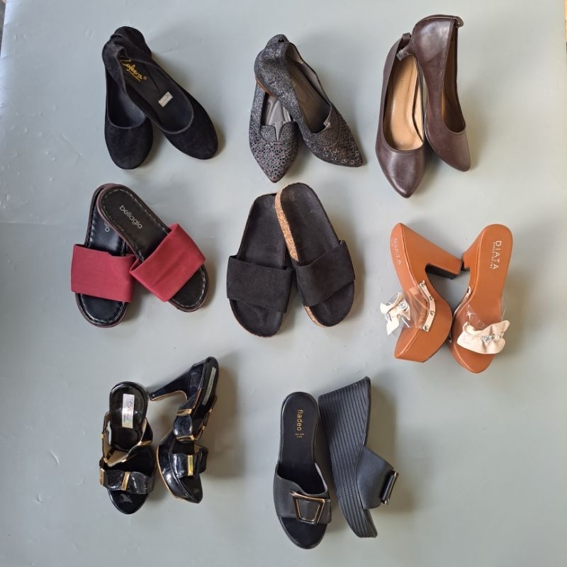 preloved sandal heels wegdes sepatu pantofel wanita bekas
