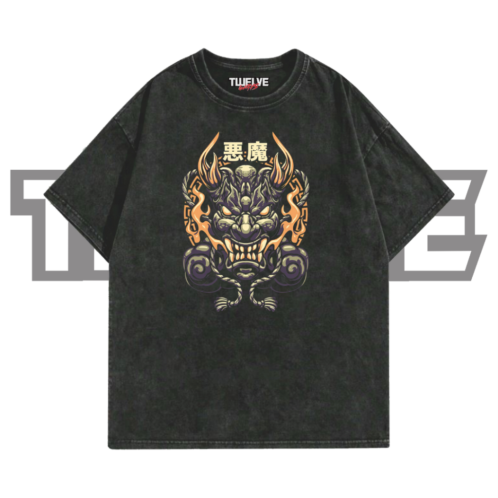 EVIL Oversize T-Shirt | Wash Hitam | Kaos Aesthetic | Atasan Pria Wanita | Baju Cowo Cewe | Unisex |