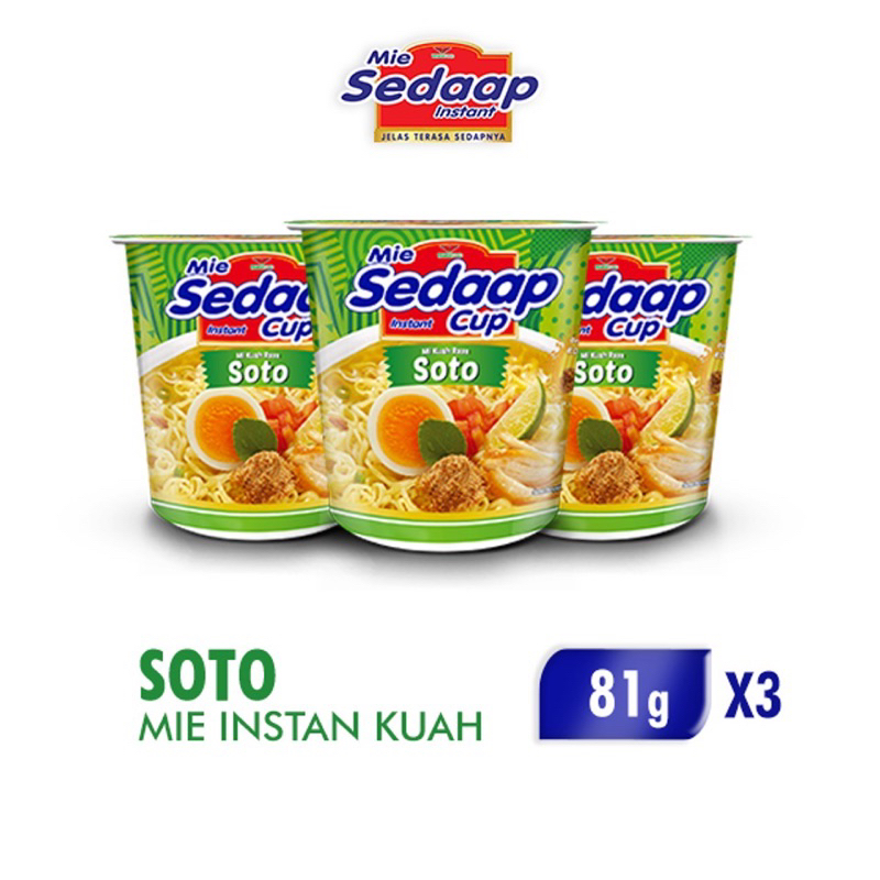

Mie Sedap Cup Kuah Soto 81g Banded (Isi 3 pcs)