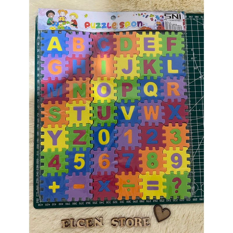 MAINAN EDUKASI PUZZLE SPON HURUF DAN ANGKA