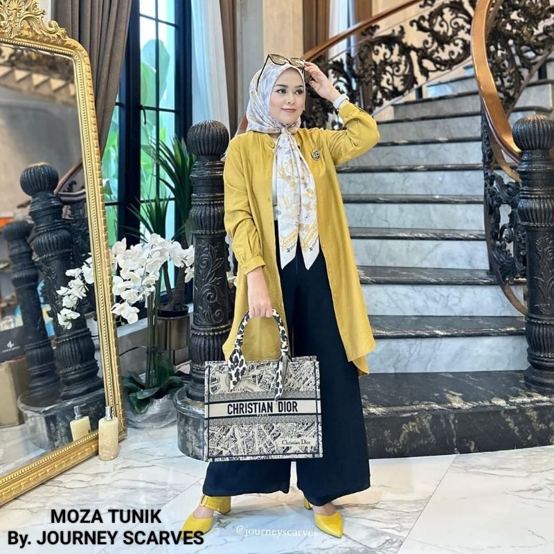 MOZA Tunic By. JOURNEY SCARVES. Tunik/Atasan Wanita Dewasa, Air Flow Cringkle Premium, Mewah Nyaman