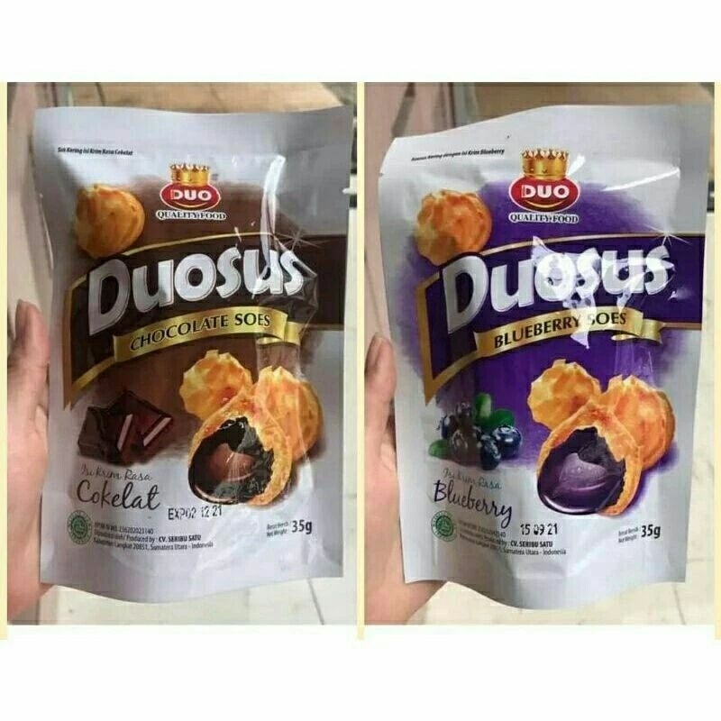 

Duosus 35g Kue Sus Kering / Chocolate Soes / Bluberry soes