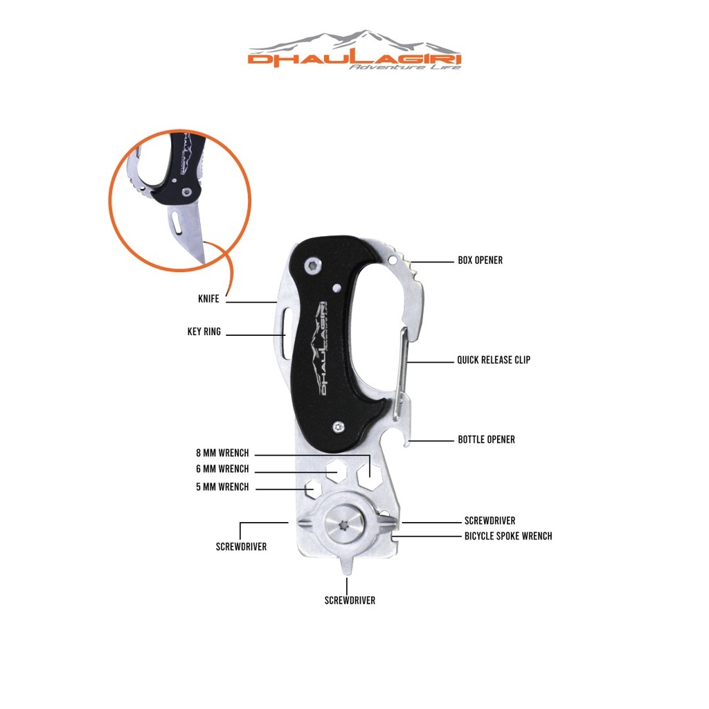 Dhaulagiri Multitools 501 Carabiner Tools Alat Multifungsi Survival Kit