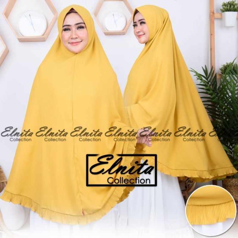 ELshop -Jilbab Hijab Khimar Syar'i Wollycrepe Plisket Jumbo XXL Softpad Kerudung  Premium