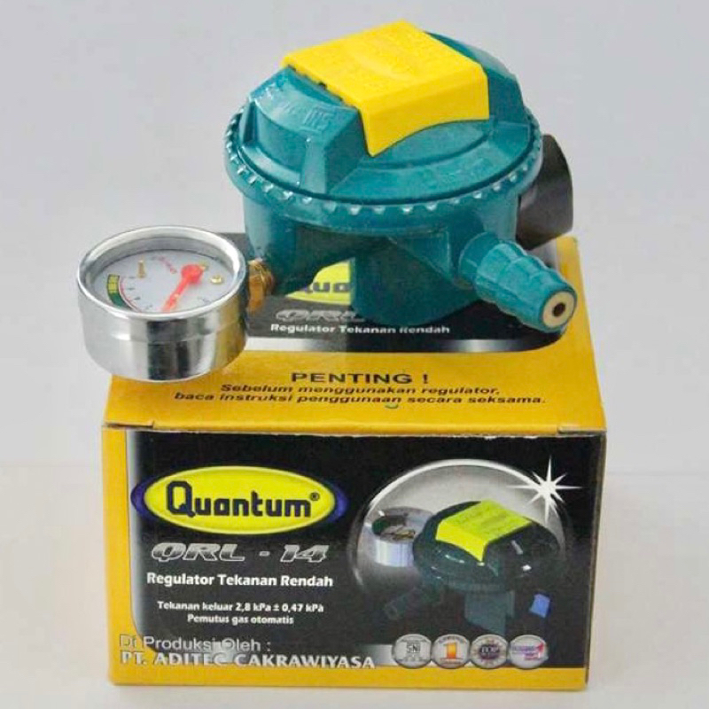 KEPALA REGULATOR GAS METER QUANTUM QRL-14 QRL 14GB TEKANAN RENDAH DENGAN METERAN QRL 14