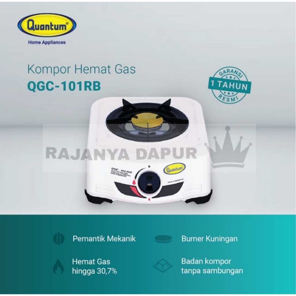 Kompor Gas Quantum 1 Tungku QGC 101 RB - KOMPOR GAS QUANTUM 101RB - KOMPOR 1 MATA QUANTUM PUTIH