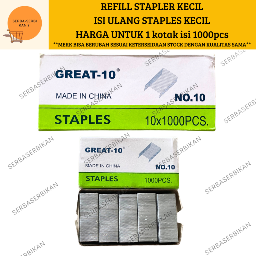 

ISI ULANG REFILL STAPLES/STAPLER KECIL NO.10 PER KOTAK KECIL