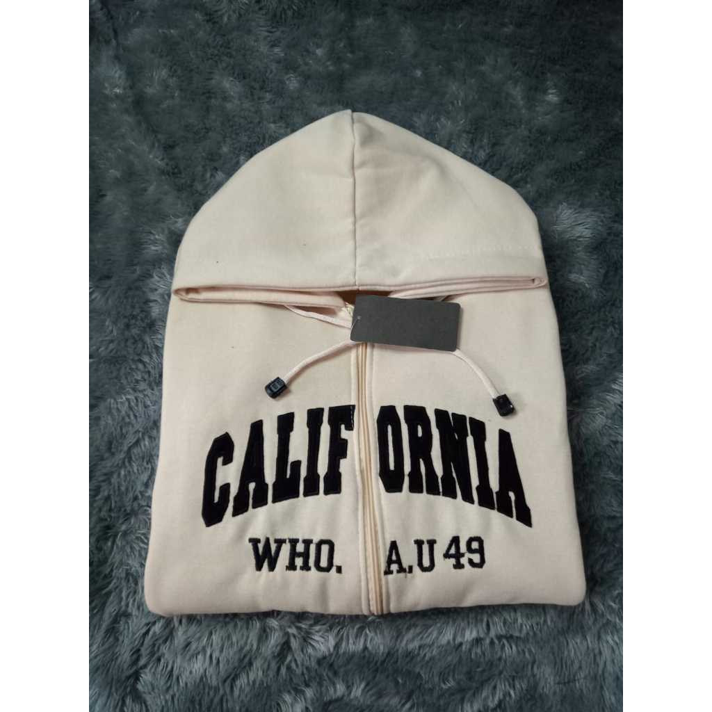 Jaket WHO AU California Cream - Hoodie WHO.AU Zipper Pria Wanita Premium Quality