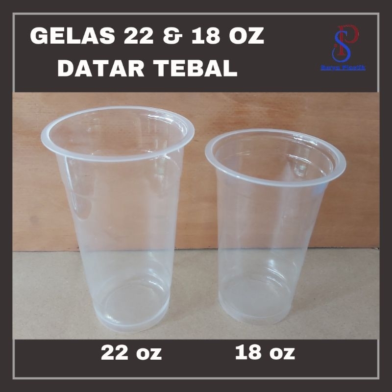 Gelas OZ/Gelas plastik 22oz 18oz/Gelas plastik datar/Gelas es teh jumbo/Cup jumbo